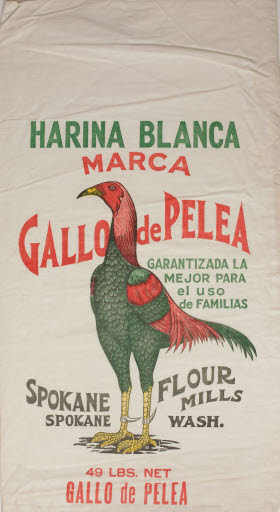 Harina Blanca Marca Gallo de Pelea Flour Sack (Spokane Flour Mills) - Sack, Flour