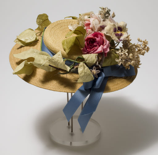Straw Hat with Fake Flowers - Hat, Straw