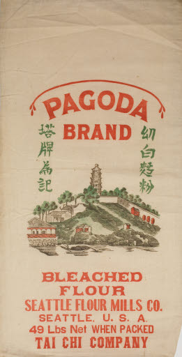 Pagoda Brand Bleached Flour, Tai Chi Company (Spokane Flour Mills, Seattle Flour Mills) - Sack, Flour