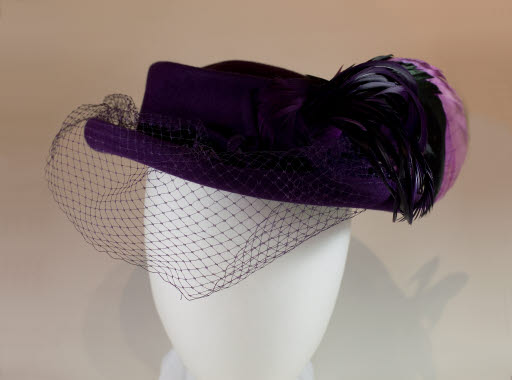 Woman's Purple Felt Hat - Hat; Hatpin