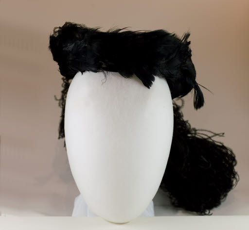 Black Cotton and Feather Hat - Hat