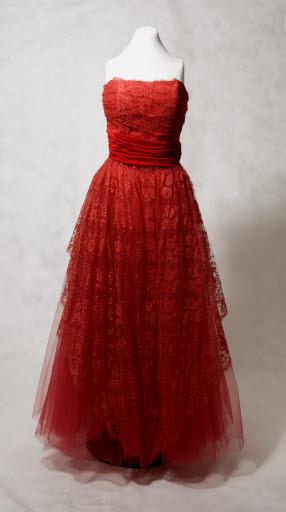 Red Chantilly Lace Ball Gown - Dress