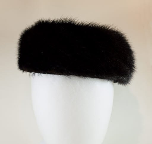 Woman's Black Fur and Velvet Pillbox Hat - Hat