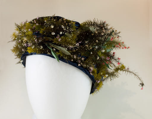 Woman's Navy Blue and Floral Hat - Hat