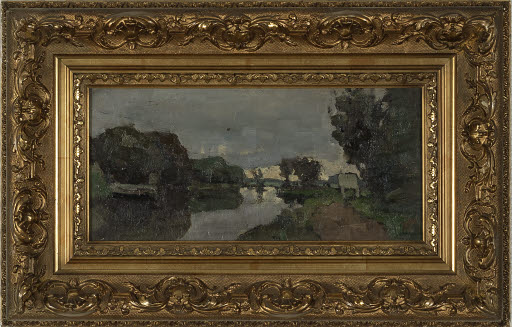 Landscape with White House - Painting