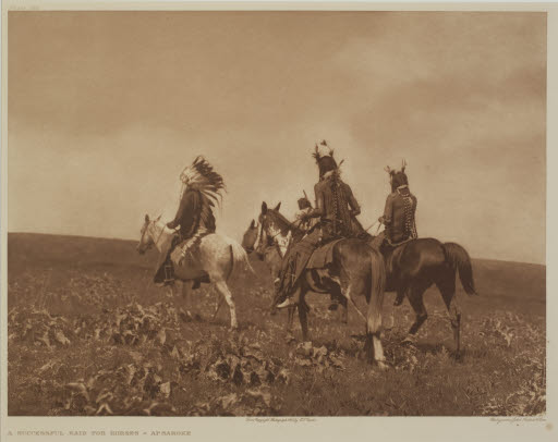 A Successful Raid for Horses- Apsaroke (plate 138; portfolio 4) - Photogravure