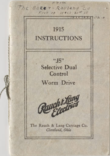Rauch & Lang Electrics J5 Selective Dual Control Worm Drive Instruction Manual - Pamphlet, Instruction