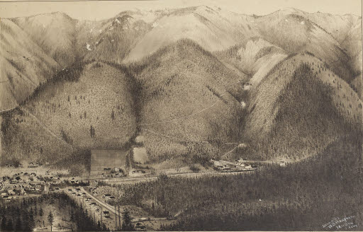 Drawing of Mullan, Idaho, 1907 - Drawing