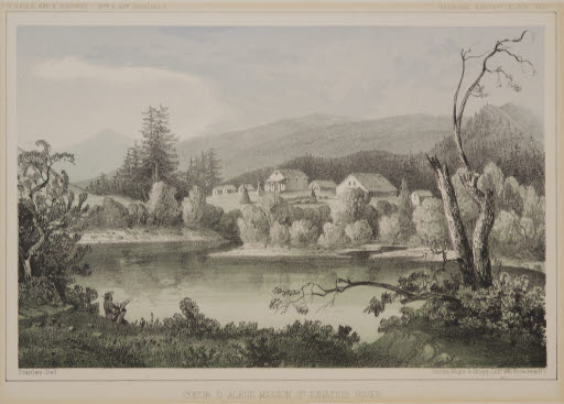 Coeur d'Alene Mission, St. Ignatious River - Print; Lithograph