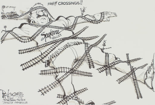Spokane Valley Railroad Crossings - Cartoon