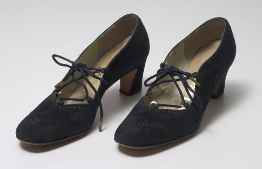 Woman's Blue Suede Shoes and Davenport Shoe Salon Box - Shoe, Pump