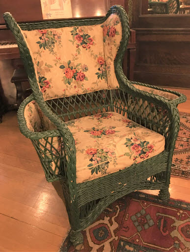 Wicker Wingback Armchair with Magazine Baskets