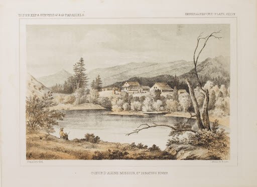 Coeur D'Alene Mission St. Ignatius River - Lithograph