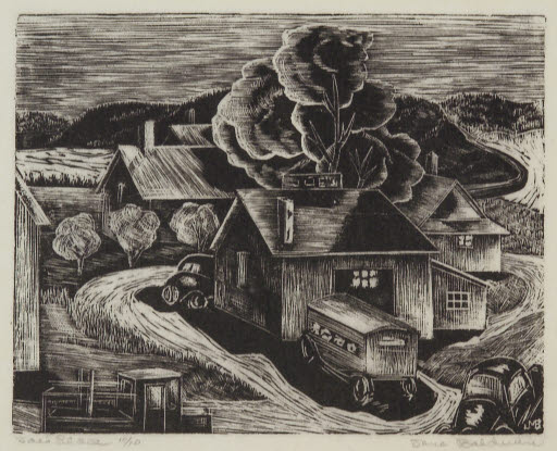 Joe's Place - Print; Woodcut