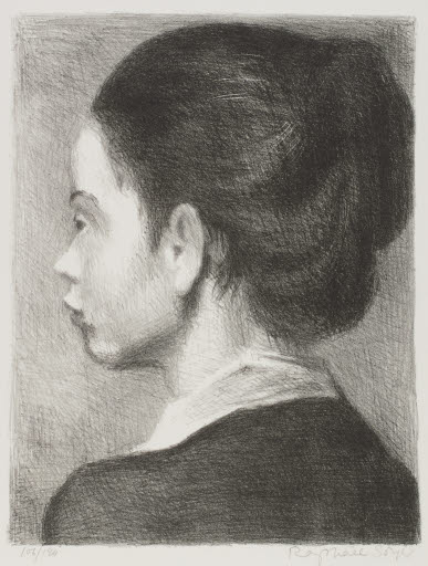 Profile of a Young Girl - Lithograph