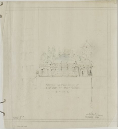 "Sketch of Palm Room at East End of Roof Garden," Scheme 2, for The Davenport Hotel Roof Garden and Pavilion, Spokane, WA, c. 1913