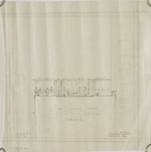 "Sketch Showing Treatment of West End of Roof Garden," Scheme 2, for The Davenport Hotel Roof Garden and Pavilion, Spokane, WA, c. 1913