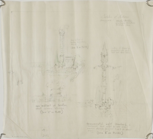 "Sketches of Features" for The Davenport Hotel Roof Garden and Pavilion, Spokane, WA, c. 1913