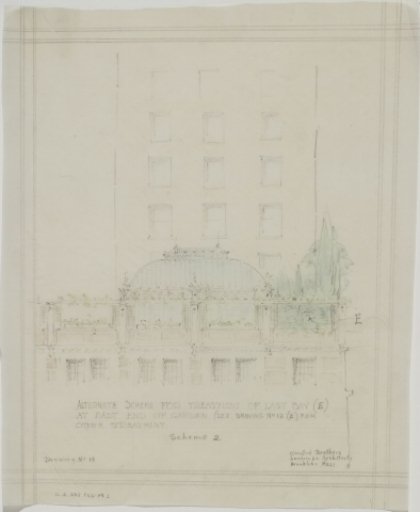 "Alternate Scheme for Treatment of Last Bay (E) at East End of Garden (See Drawing No 12 (B) for Other Treatment, Scheme 2" for   The Davenport Hotel Roof Garden and Pavilion, Spokane, WA, c. 1914