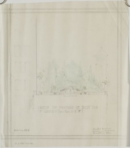 "Sketch of Feature at East End of Garden (See Plan No 5 'P')" for The Davenport Hotel Roof Garden and Pavilion, Spokane, WA, c. 1913