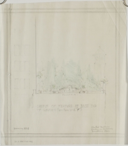 "Sketch of Feature at East End of Garden (See Plan No 5 'P')" for The Davenport Hotel Roof Garden and Pavilion, Spokane, WA, c. 1913 - Drawing, Architectural