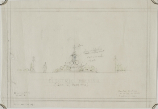 "Electric Fountain (See 'G' Plan No 5)" for The Davenport Hotel Roof Garden and Pavilion, Spokane, WA, c. 1913