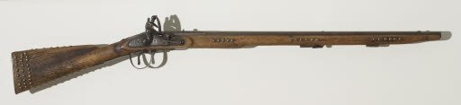 Flintlock, English Fur Trade Musket with Hudson's Bay Company insignia and Indian brass tack design, .60 caliber. - Musket, Flintlock