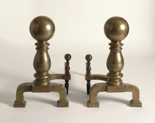 Pair of Sphere Capped Andirons - Andiron