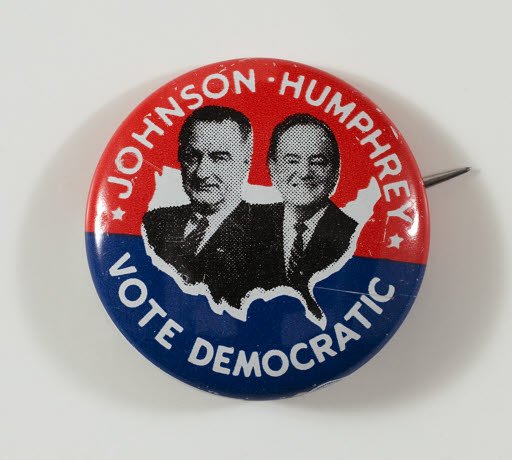 Johnson Humphrey Vote Democratic Campaign Button - Button, Political