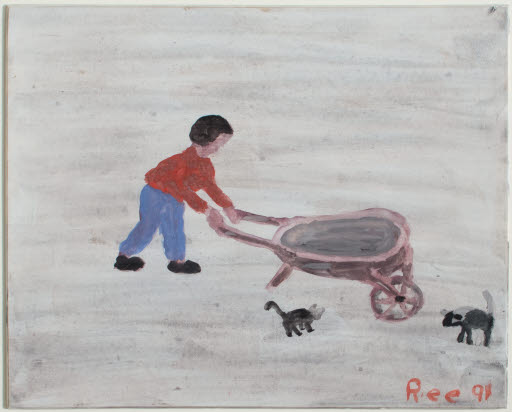 Wheelbarrow with Cats - Painting