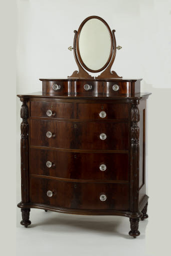 Mahogany Highboy Bureau with Mirror - Highboy; Chest of Drawers